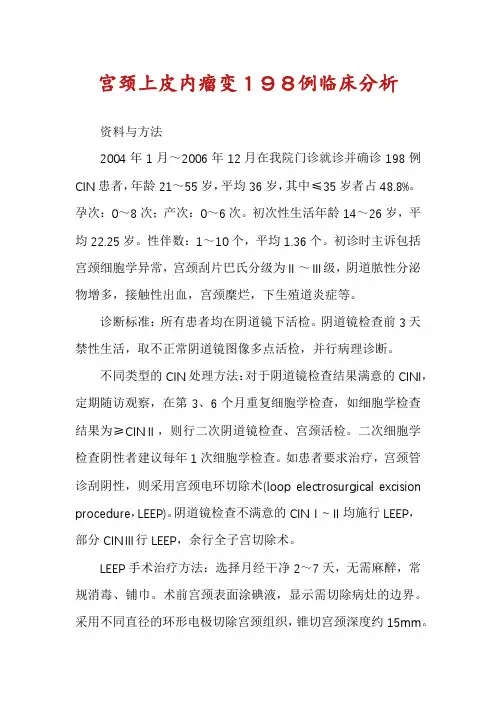 宫颈上皮内瘤变198例临床分析
