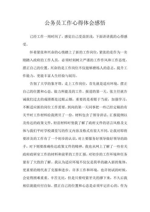 公务员工作的 心得体会感悟