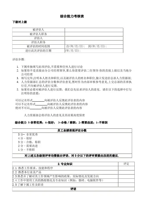 2018综合能力考核表