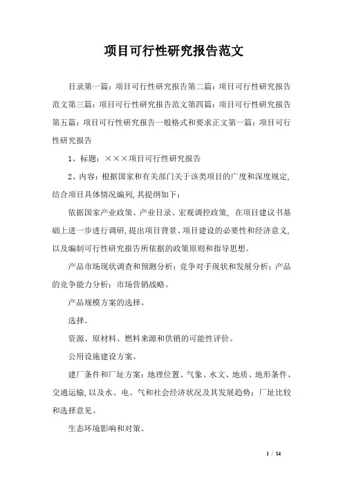 项目可行性研究报告范文