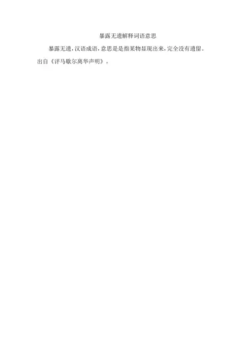 暴露无遗解释词语意思