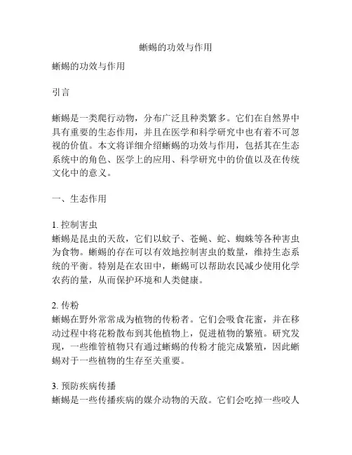 蜥蜴的功效与作用