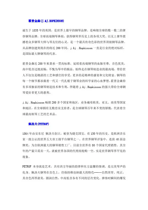 美国钢琴排行榜