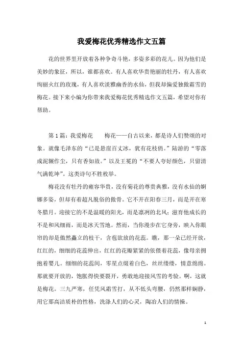 我爱梅花优秀精选作文五篇