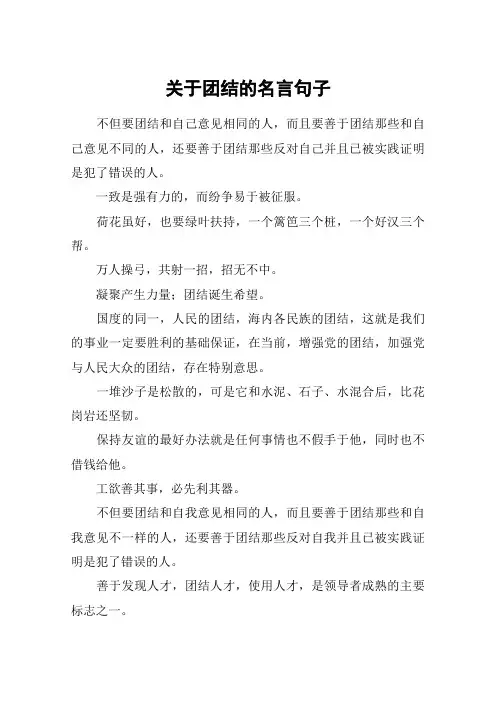 关于团结的名言句子