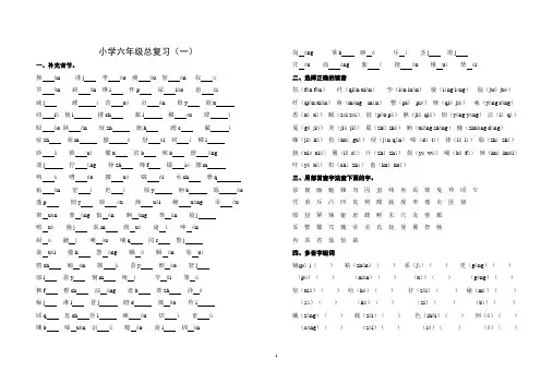 鄂教版小学六年级语文复习题