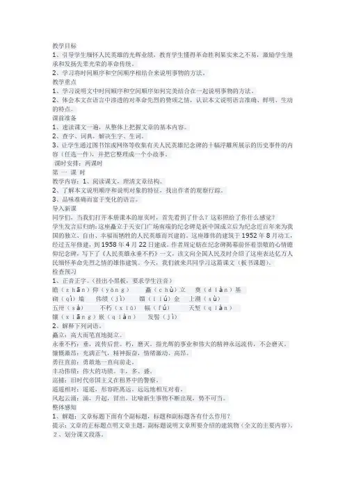 人民英雄纪念碑永垂不朽