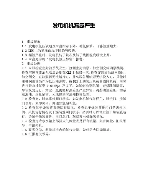 发电机漏氢严重 2