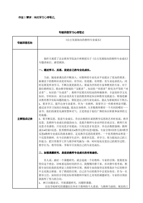 自主发展取向的教师专业成长学习心得