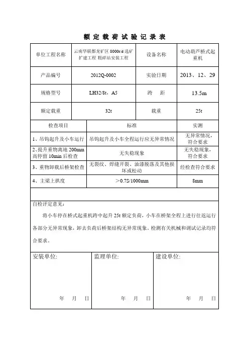 电动单梁悬挂起重机-负荷实验