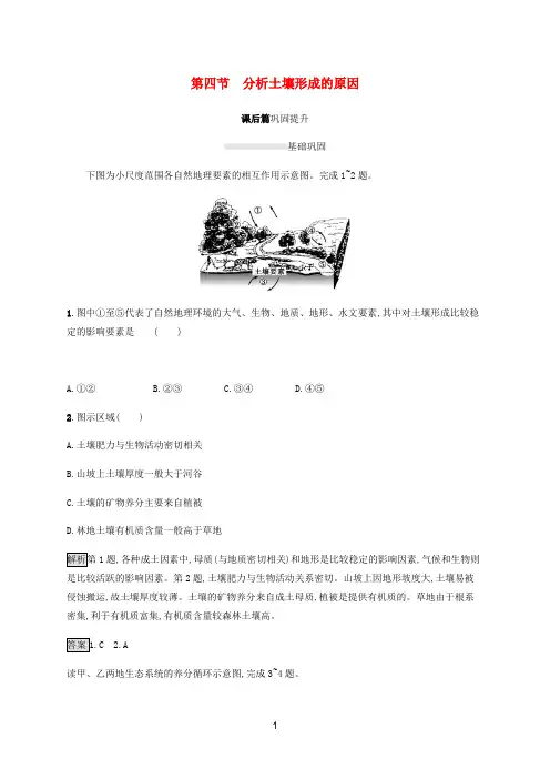 新教材高中地理 第三单元第四节 分析土壤形成的原因课后篇巩固提升(含解析)鲁教版必修第一册