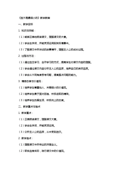 《我不是最弱小的》的教学教案