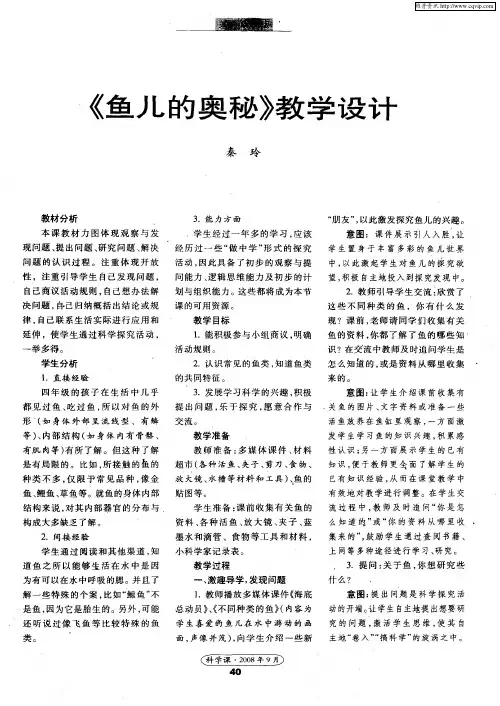 《鱼儿的奥秘》教学设计