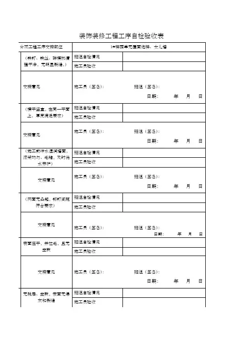 装饰装修工程工序验收表