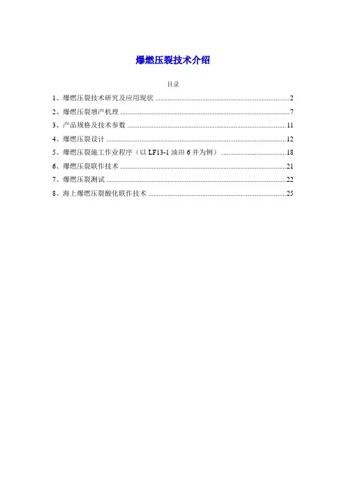 爆燃压裂技术介绍