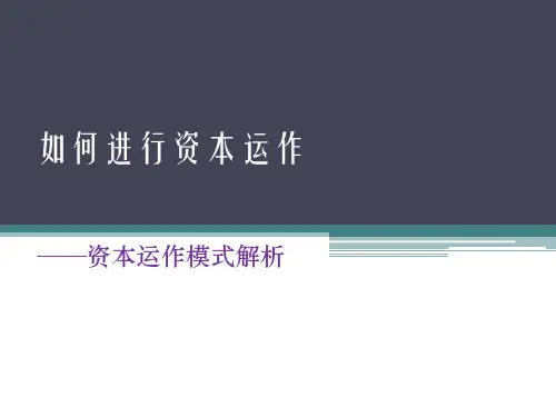 如何进行资本运作