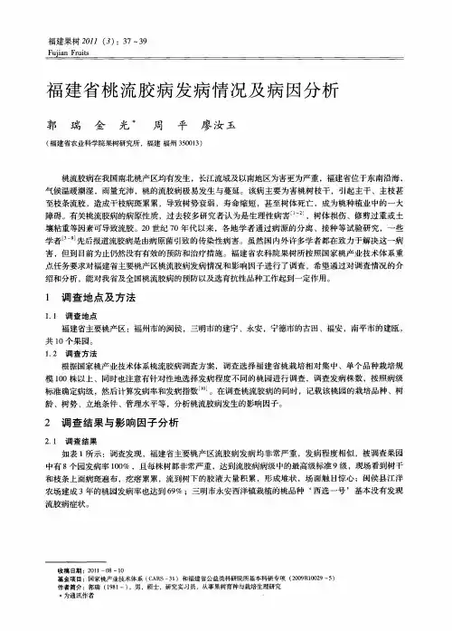 福建省桃流胶病发病情况及病因分析