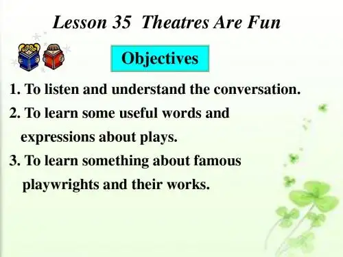 冀教版j九年级英语  Unit 6 Lesson 35《Theatres Are Fun》 课件 (共23张PPT)