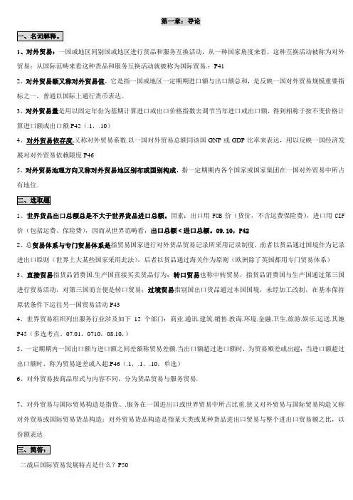 2021年自考国际贸易理论与实务知识点总结