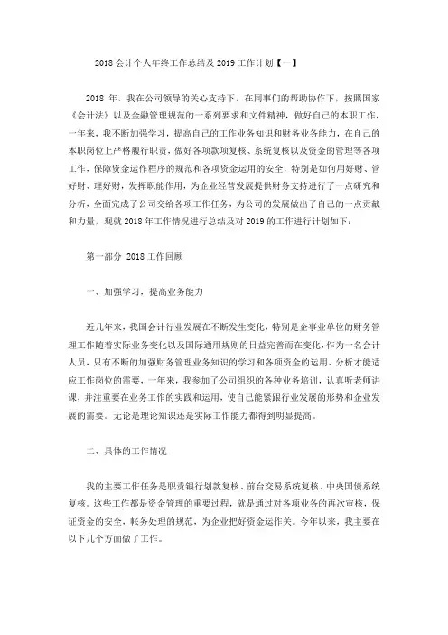 会计个人年终工作总结及下年工作计划2篇