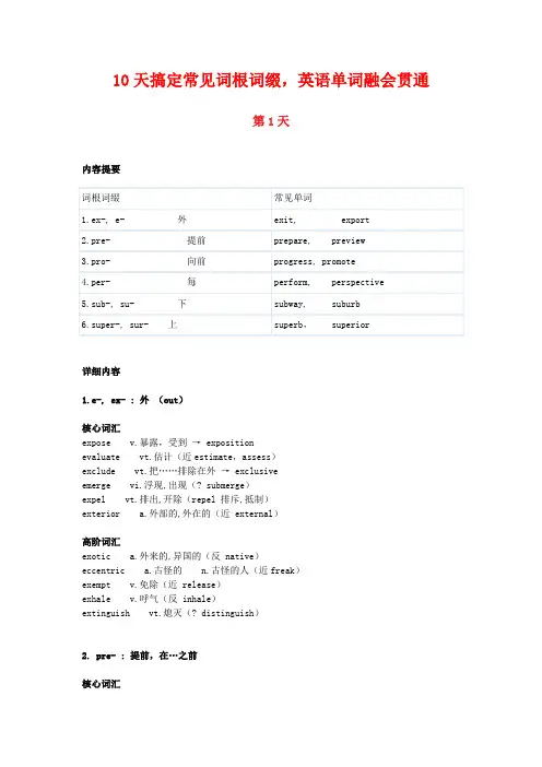 10天搞定常见词根词缀
