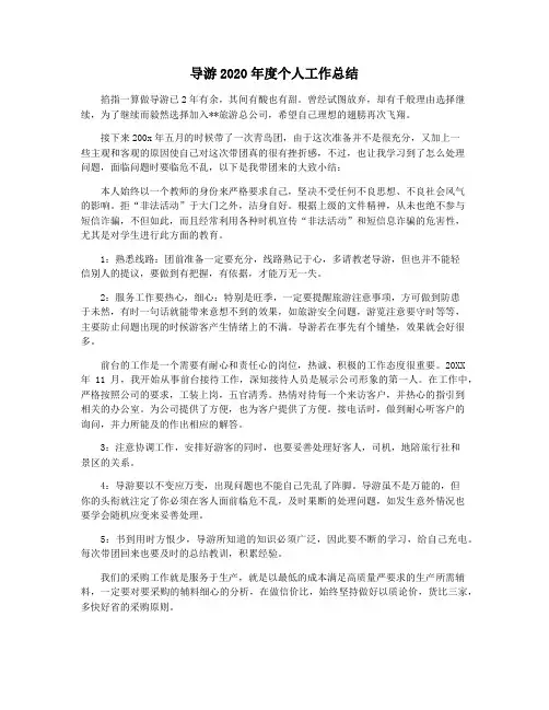 导游2020年度个人工作总结