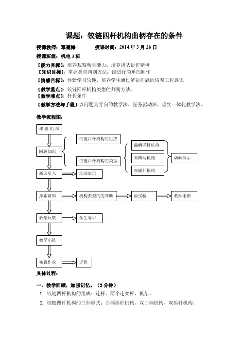铰链四杆机构曲柄存在的条件的课件