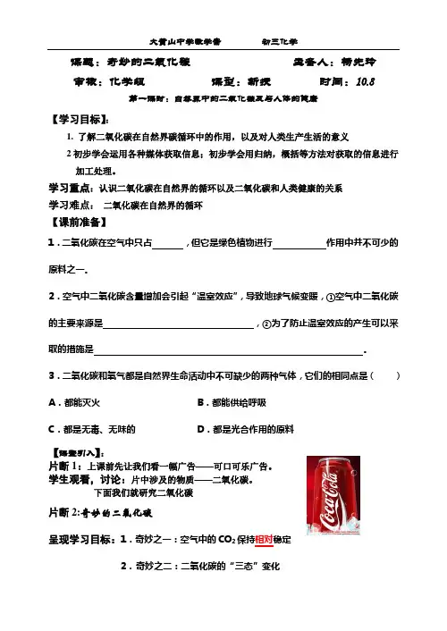 第三节 奇妙的二氧化碳1