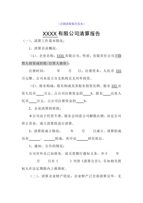 注销清算报告