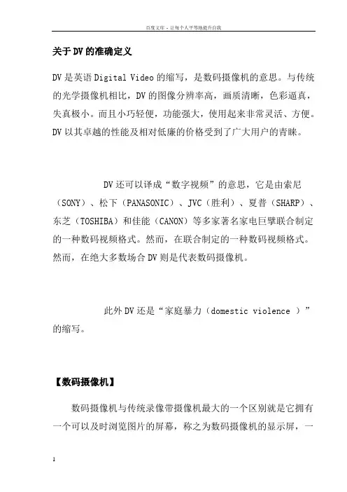 关于DV的准确定义