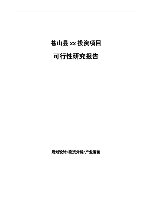 苍山县可行性研究报告(立项备案模板)