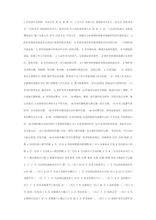 锅炉试车方案