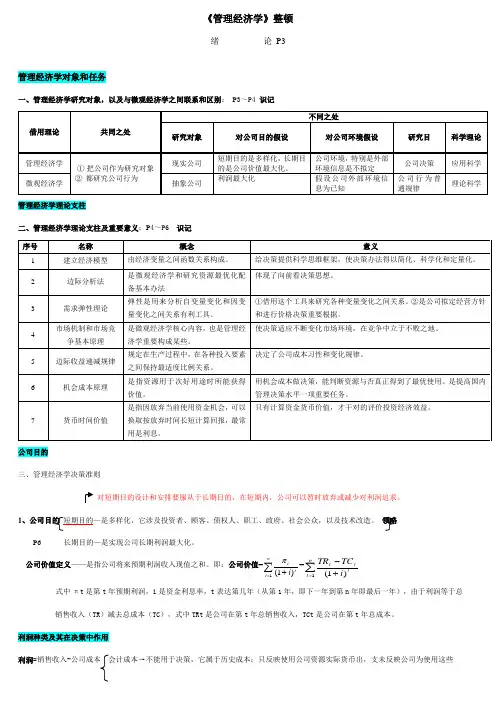管理经济学笔记非常详细绝对超值样本