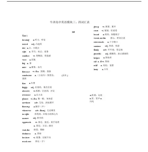 牛津高中英语模块三、四词汇表.docx