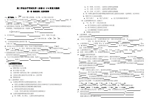 高二化学学业水平考试化学必修2复习提纲
