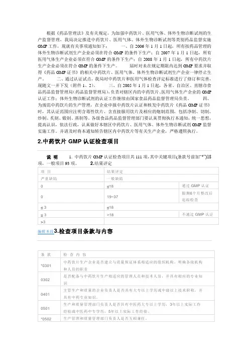 GMP认证现场检查