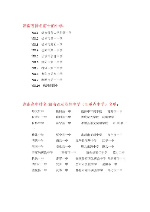 湖南省重点中学