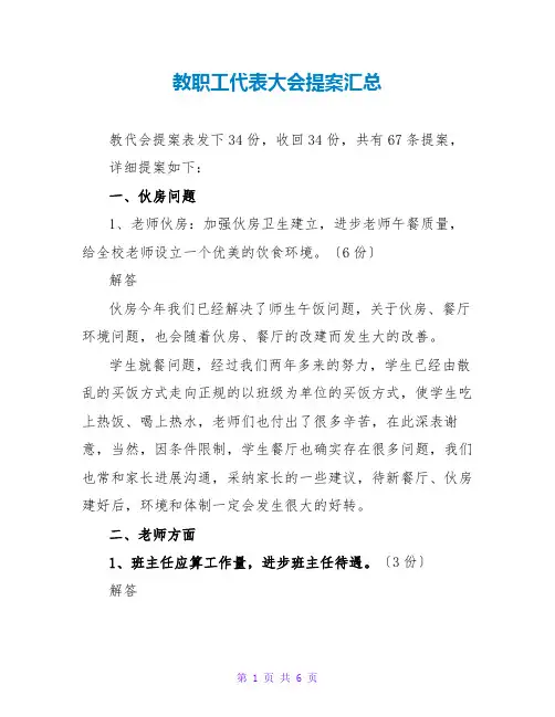 教职工代表大会提案汇总