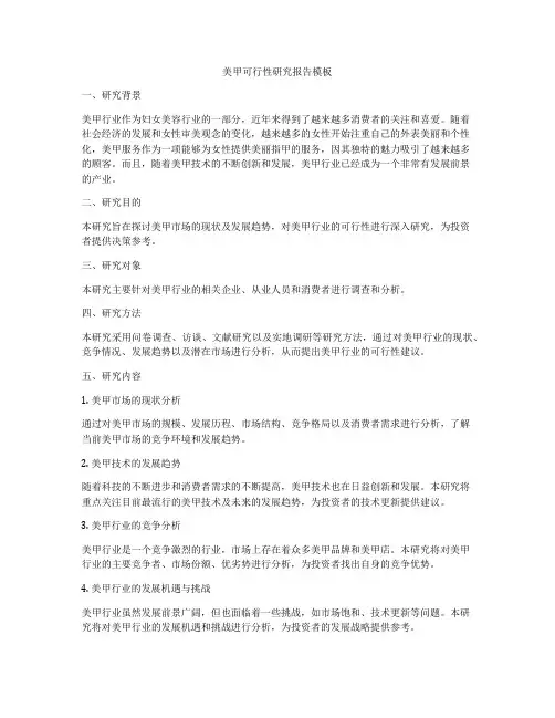 美甲可行性研究报告模板
