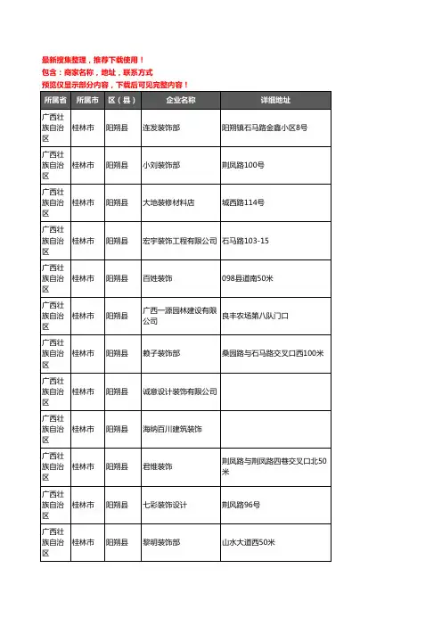 新版广西壮族自治区桂林市阳朔县装修公司企业公司商家户名录单联系方式地址大全35家
