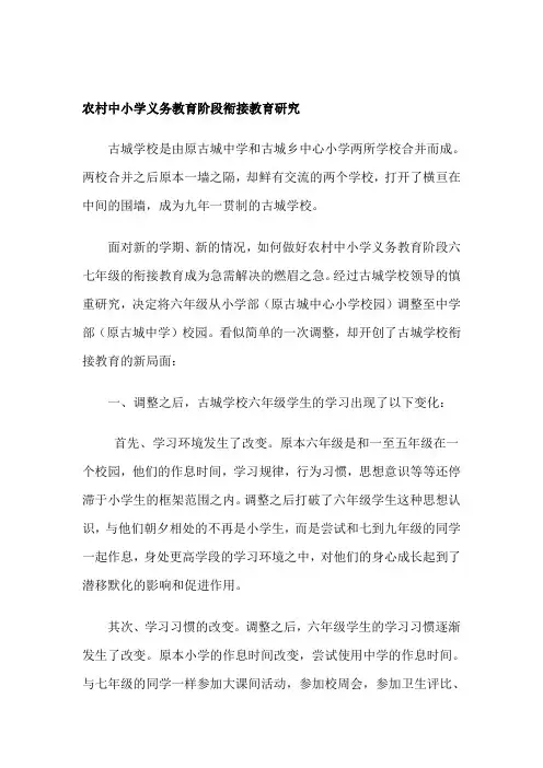 中小学衔接教育研究