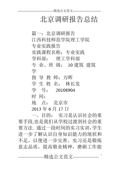 北京调研报告总结