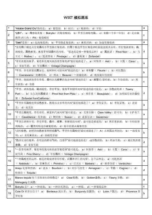 WSET模拟题库