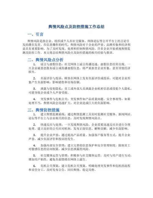 舆情风险点及防控措施工作总结