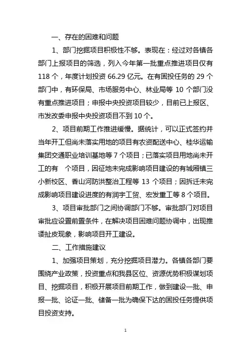 项目建设存在的问题