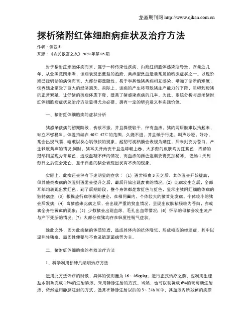 探析猪附红体细胞病症状及治疗方法