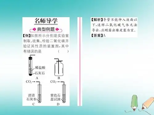 九年级化学上册第2章身边的化学物质基础实验2二氧化碳的制取与性质习题课件沪教版
