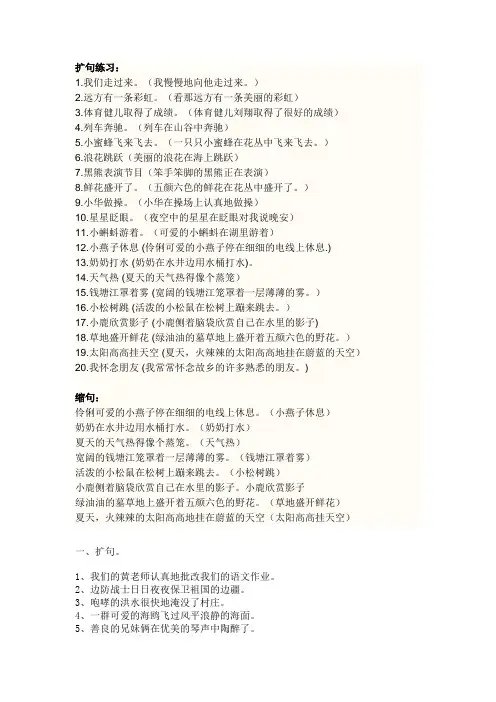 扩句及缩句练习