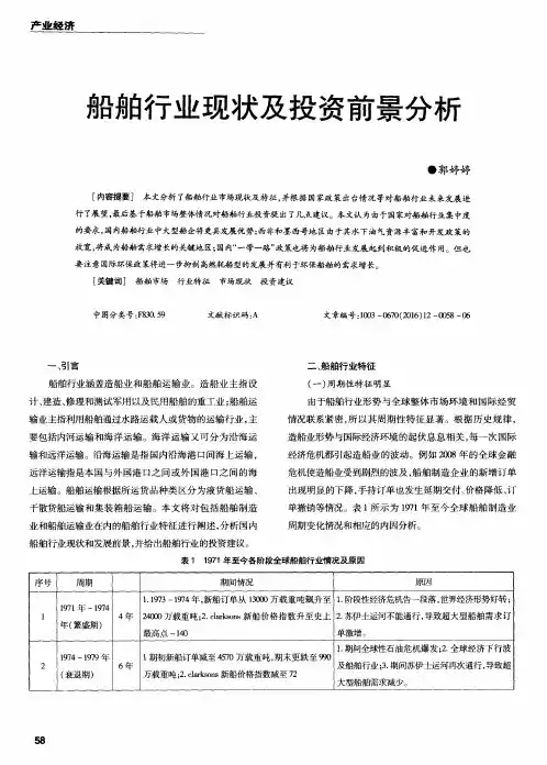船舶行业现状及投资前景分析