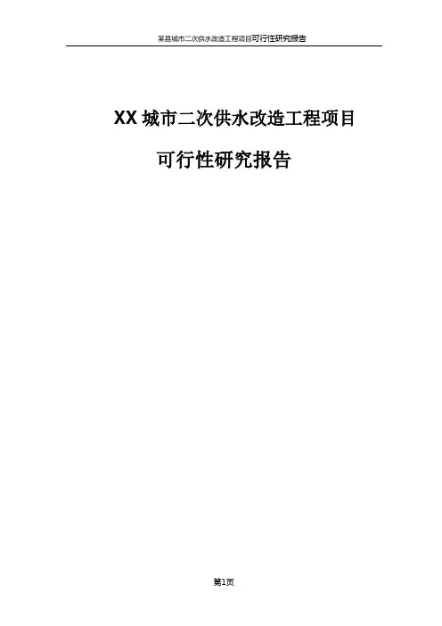 XX城市二次供水改造工程项目可行性研究报告